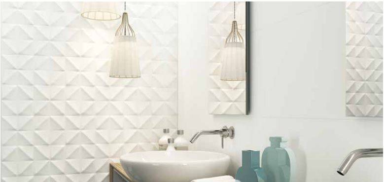 Carrelage blanc vague relief