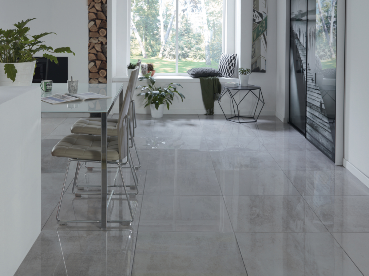 Carrelage gris poli brillant 60x60