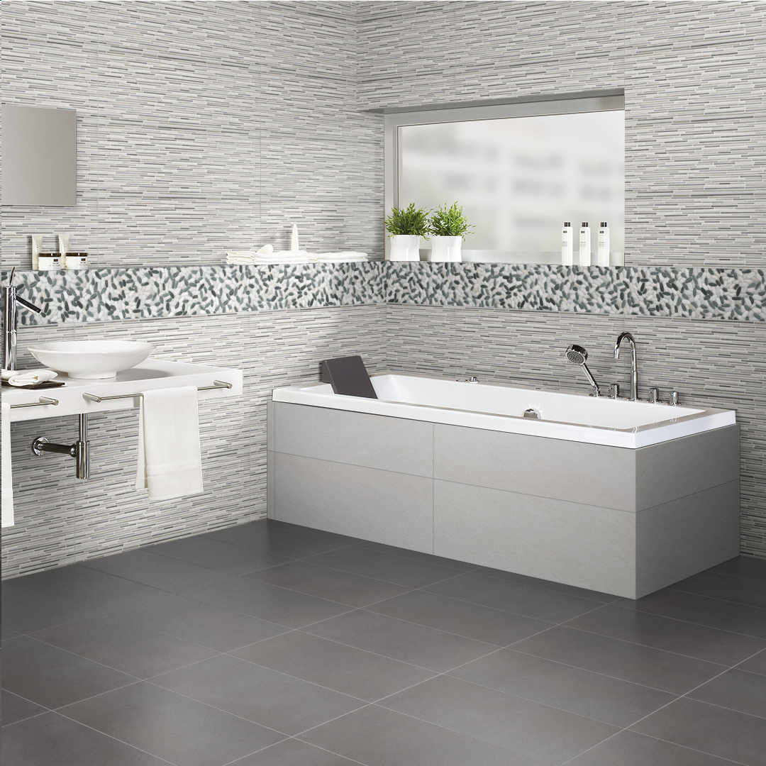 Carrelage blanc point noir
