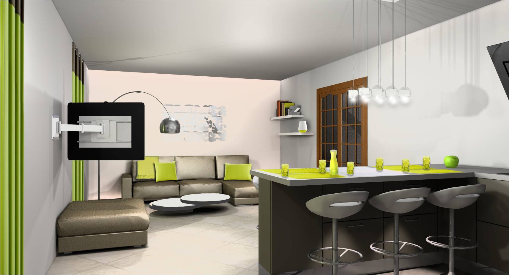Modele de cuisine avec salon