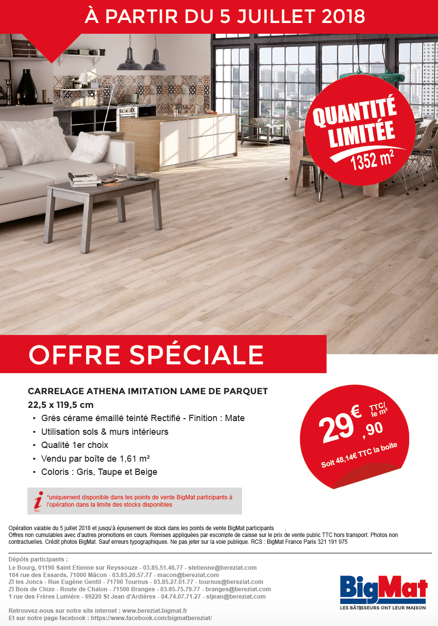 Carrelage imitation parquet bigmat