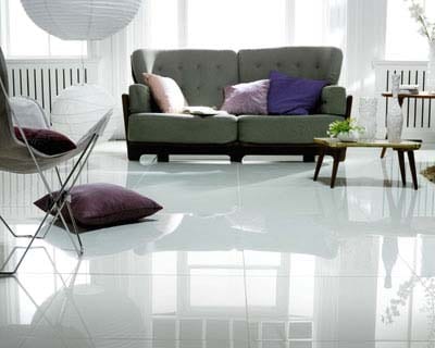 Carrelage blanc effet miroir
