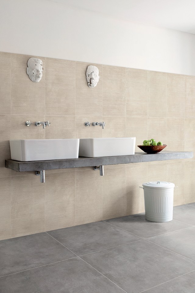 Carrelage gris mur beige