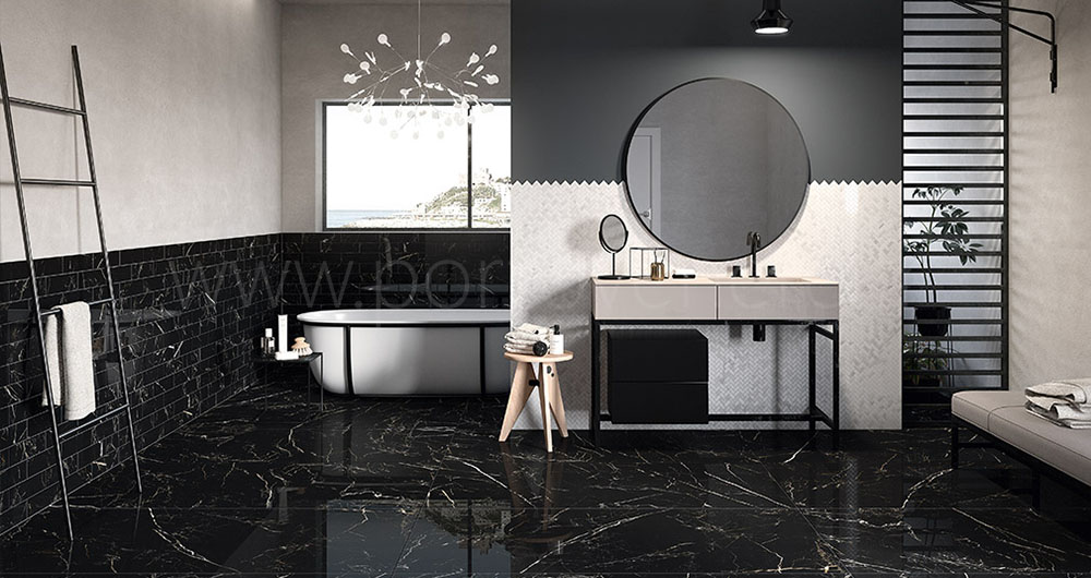 Carrelage noir brillant wc