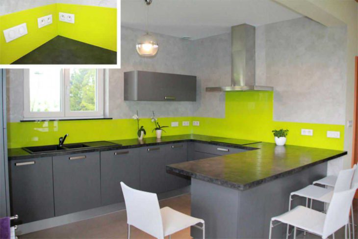 Deco cuisine grise et verte