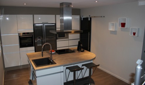 Petite cuisine moderne avec ilot