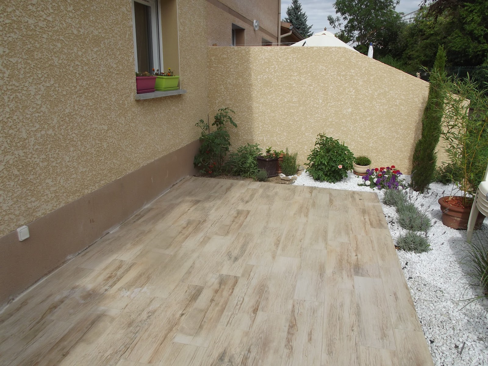 Carrelage aspect bois terrasse