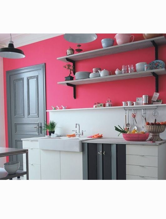 Deco cuisine grise et rose