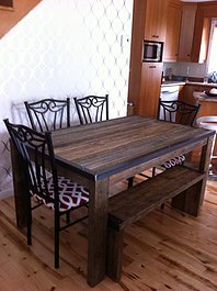 Table de cuisine en bois et metal