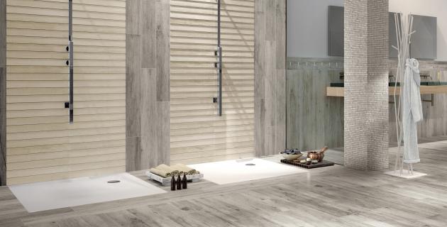 Carrelage imitation bois au mur