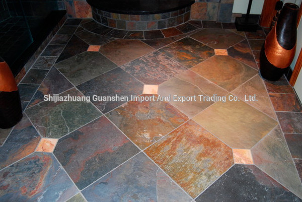 Carrelage ardoise rouille