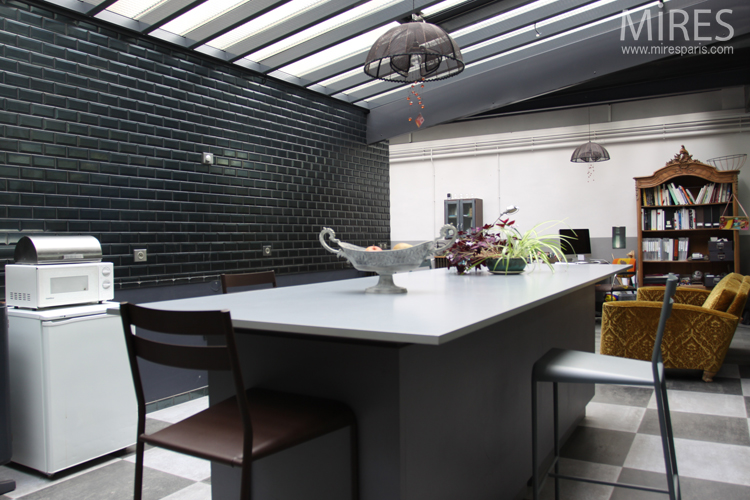 Carrelage type metro gris