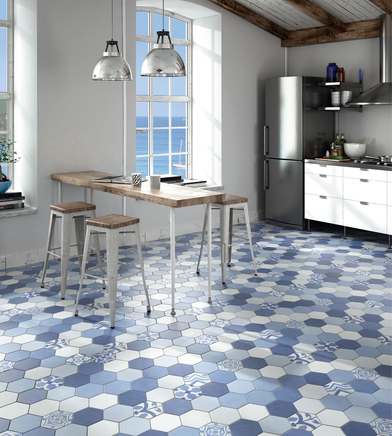 Carrelage nid d'abeille