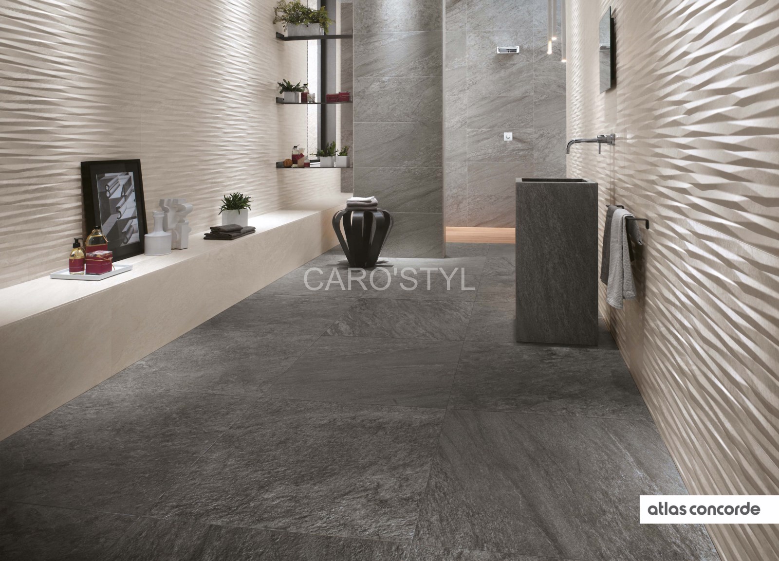 Carrelage blanc nuance gris