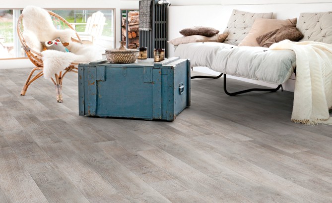 Dalle vinyle a clipser imitation carrelage