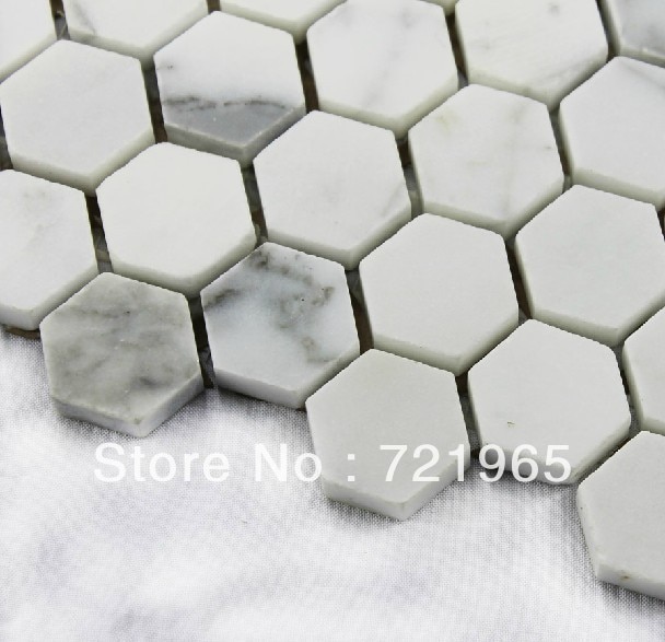 Carrelage mosaique hexagonal blanc
