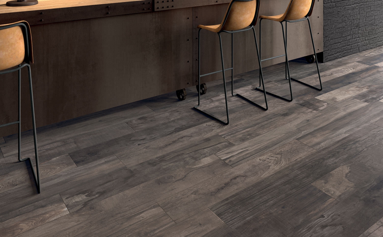 Carrelage gris anthracite parquet