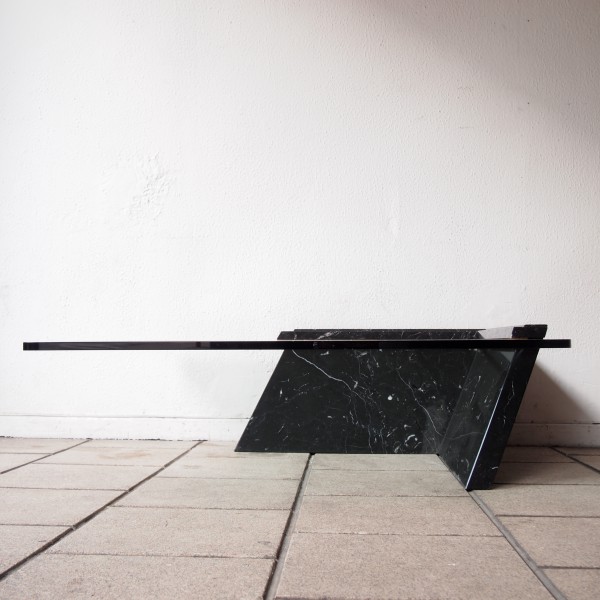 Table basse marbre et verre