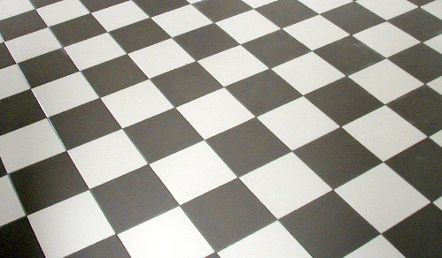 Carrelage blanc noir damier