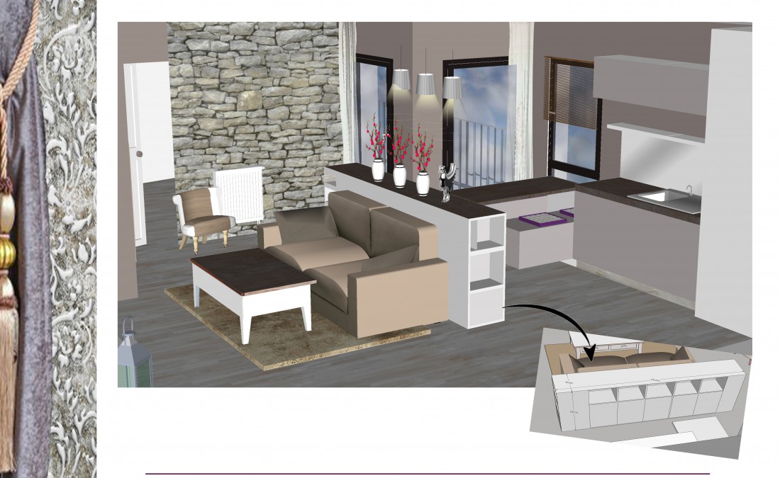 Plan 3d cuisine salon