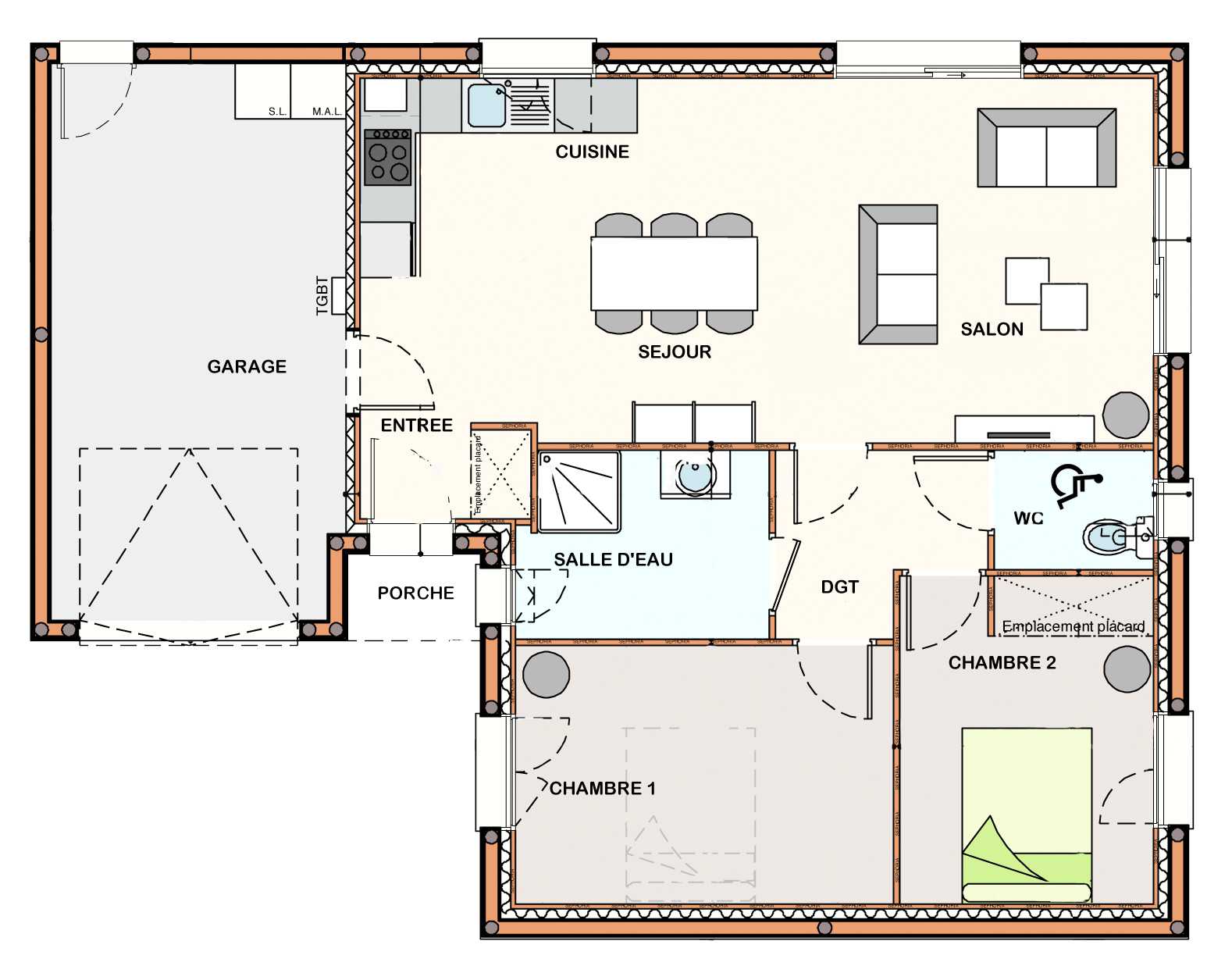 Cuisine americaine avec plan de travail