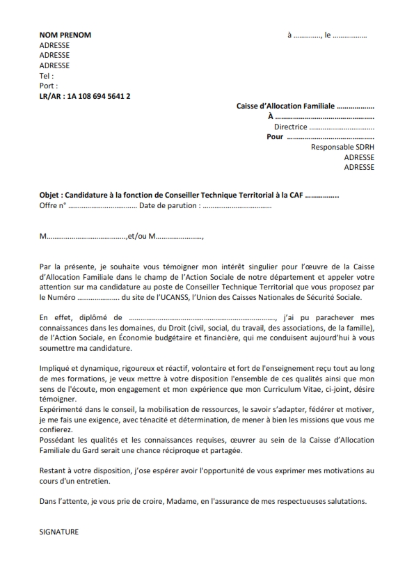 Modele lettre de motivation stage restauration collective