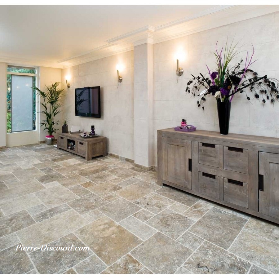 Carrelage gris vieilli