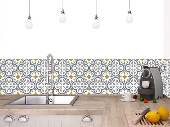 Carrelage adhesif jaune