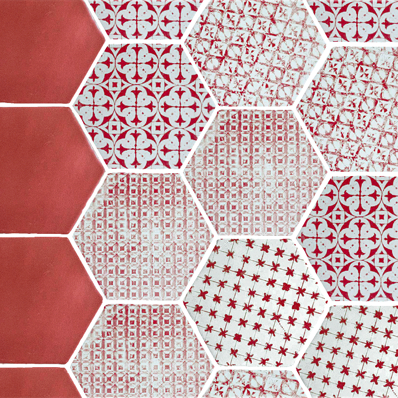 Carrelage hexagonal rouge
