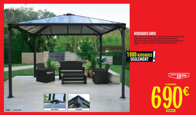 Carrelage mural kiosque gris
