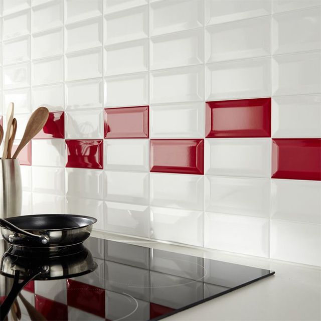 Carrelage cuisine rouge et blanc