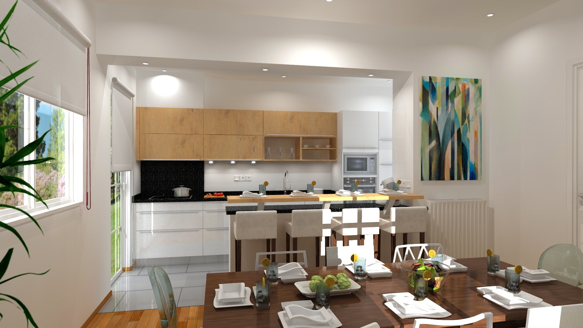 Photo cuisine ouverte sur salle a manger
