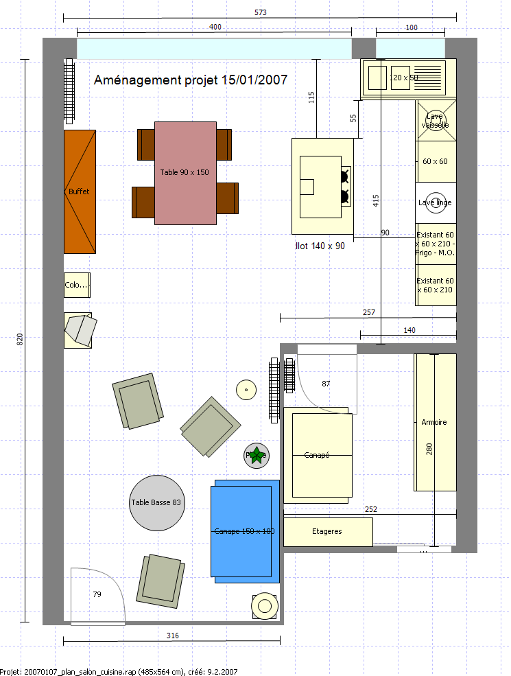 Plan de cuisine et salle à manger