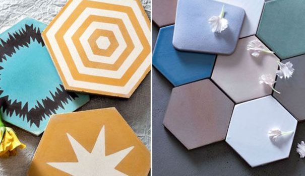 Carrelage hexagonal rose
