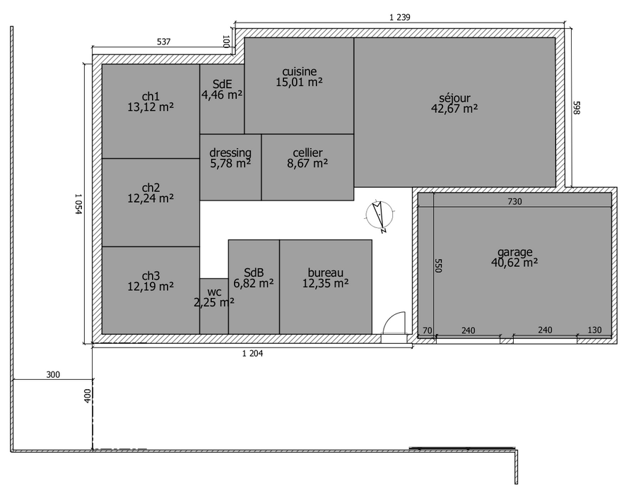Plan maison cuisine au centre