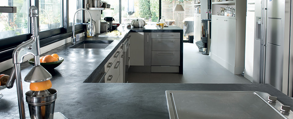 Plan travail cuisine en beton cire