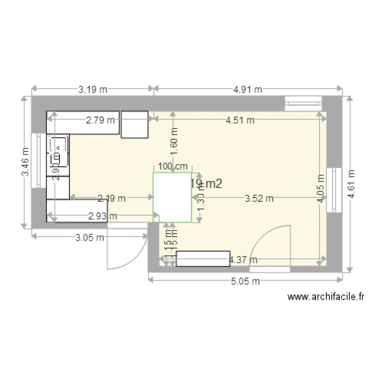 Plan cuisine salle à manger