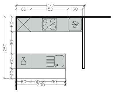 Plan d'une petite cuisine