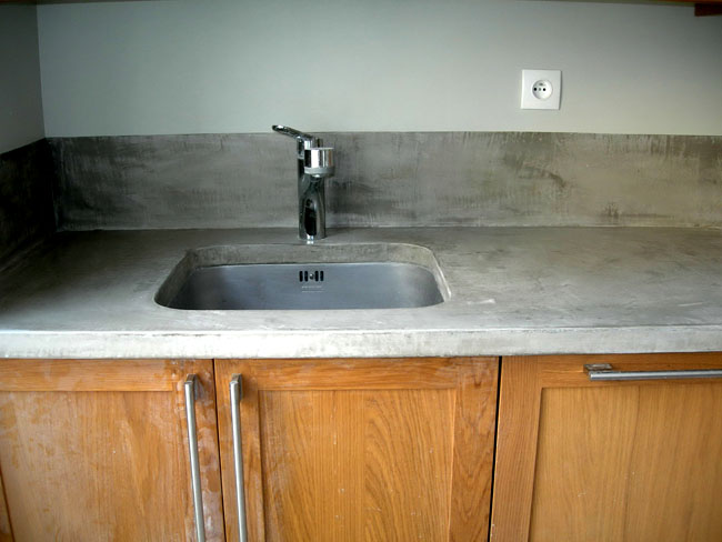 Plan de travail pour cuisine en beton cire