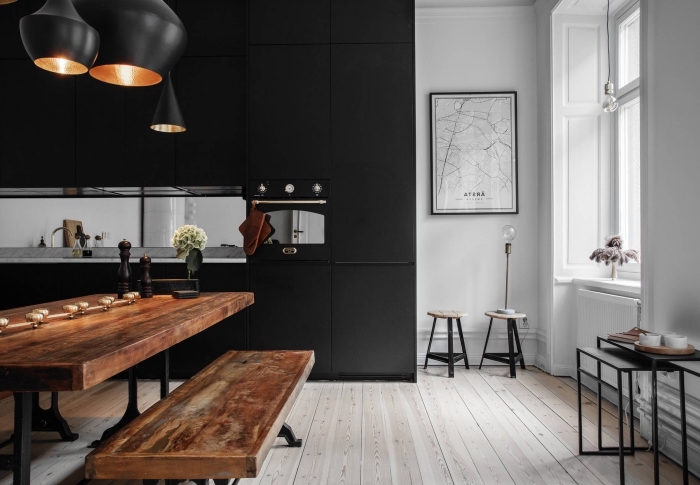 Deco cuisine noir bois