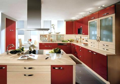 Modele de cuisine rouge et beige