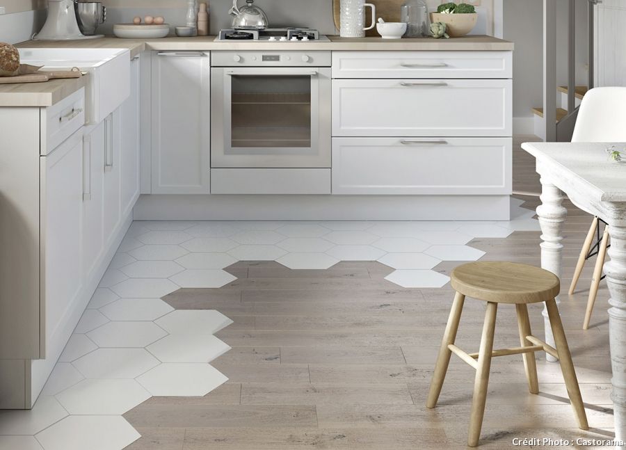 Carrelage blanc parquet