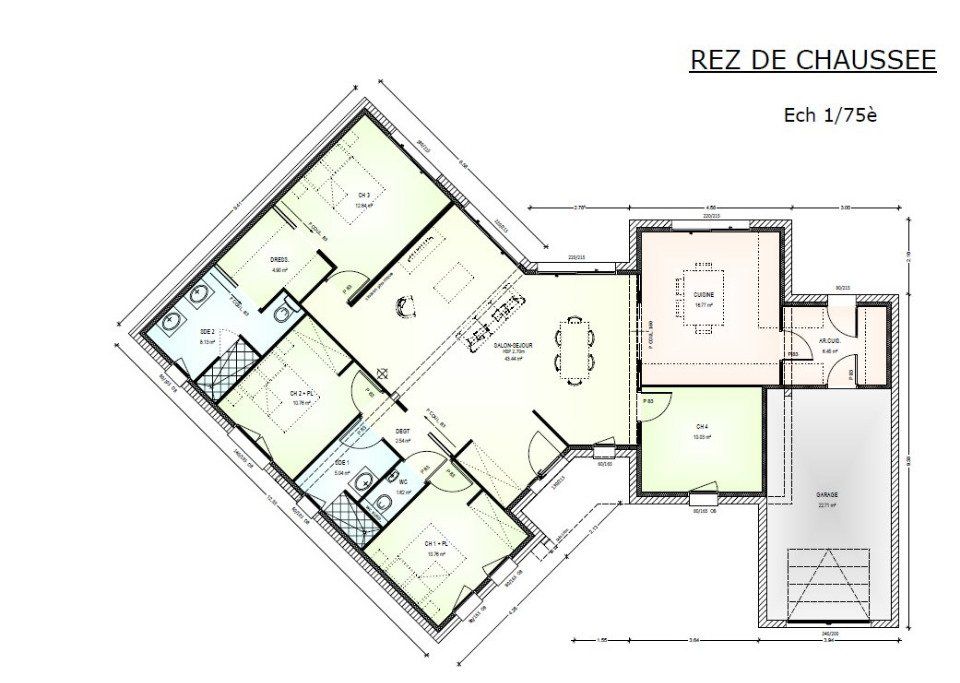 Plan maison cuisine fermée