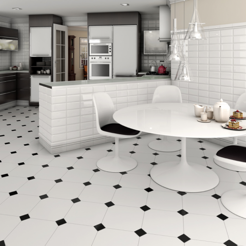 Carrelage blanc et noir