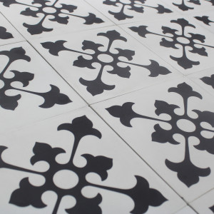Carrelage imitation carreaux de ciment noir et blanc