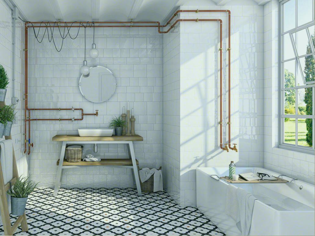 Carrelage salle de bain retro