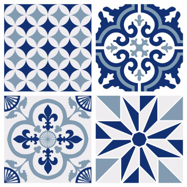 Carrelage beton bleu