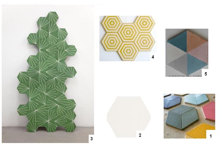 Carrelage hexagonal vert d'eau