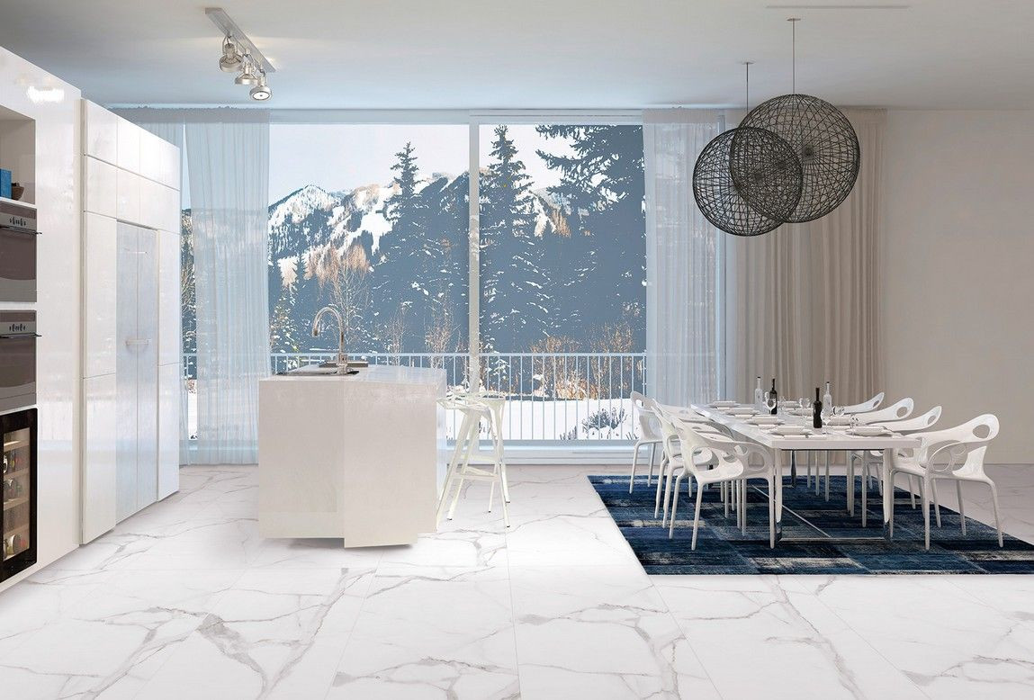 Carrelage blanc brillant marbre