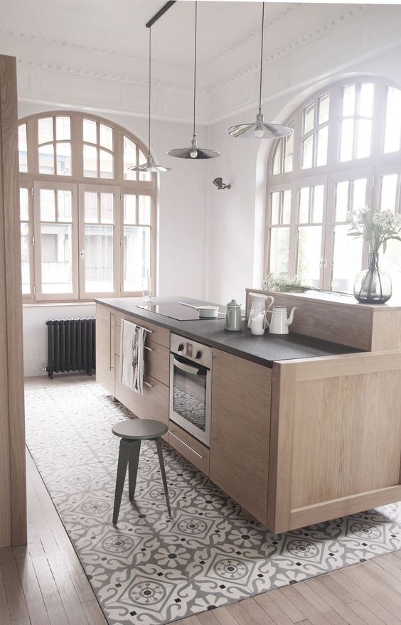 Carrelage sol cuisine vintage
